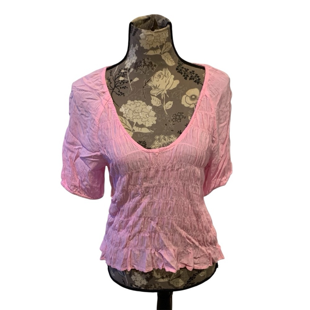 SANCTUARY Light Pink Women's Scoop Neck Blouse size large